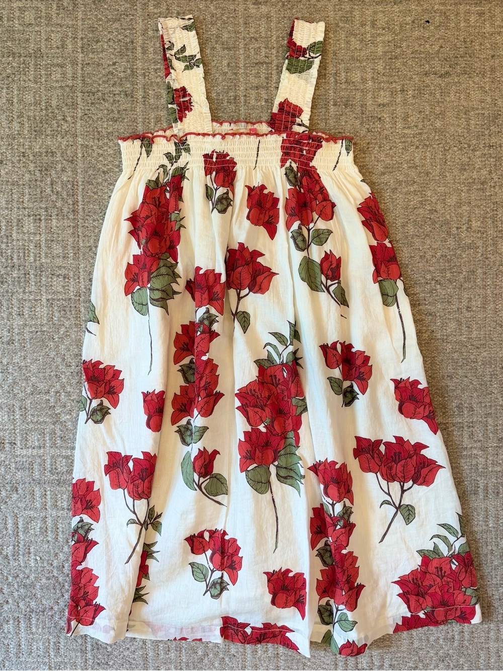NWOT Pink Chicken Girls White Sundress with Red Floral Print size 12